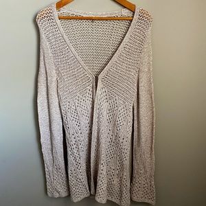Knitted & Knotted Anthropologie Women's Crochet Cotton/Linen Blend Cardigan Med